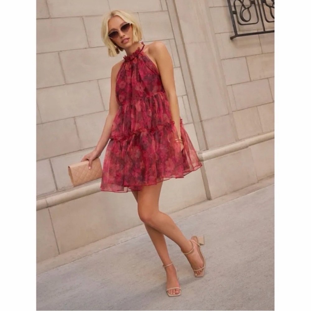 Vici Floral Mesh Mini Dress